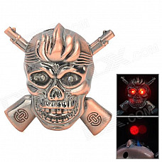 R4647C Double Gun Skull Style Butane Lighter w/ LED Flash Light - Bronze