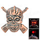 R4647C Double Gun Skull Style Butane Lighter w/ LED Flash Light - Bronze