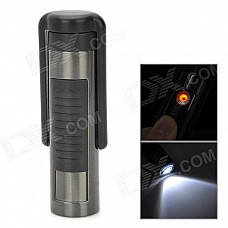 JADA 2-in-1 USB Chargeable Electronic Lighter w/ White LED Flashlight - Silver Grey