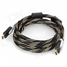 24K Gold Plated 3D 1080P HDMI V1.4 Male to Male Connection Cable - Beige + Black + White (305cm)