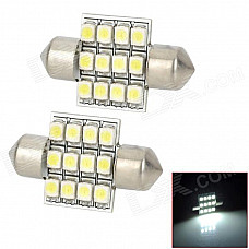 Festoon 31mm 0.7W 70lm 12-SMD 3528 LED White Light Car Reading / Interior / Door Lamp - (12V / Pair)