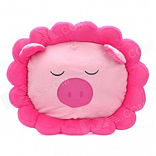 Sunflower Shape Cartoon Pig Plush Office Cushion / Lumbar Pillow - Pink