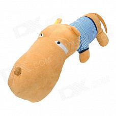 Cute Big Head Dog Toy Short Plush Throw Pillow - Blue + Beige (80cm)