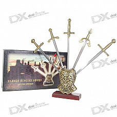 Rapier Style Letter Opener Knives with Stand (25cm 5-Knife Set)
