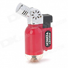 Mini Angle Head Plastic + Iron Wind Resistant Butane Jet Lighter - Red