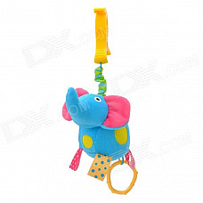 Lokyee 02154 Elephant Shape Pulling Vibration Bed Hanging Toy w/ Clip for Baby - Blue + Deep Pink