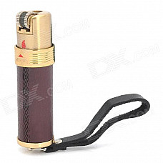 ZB-359 Metal Casing Butane Jet Lighter w/ Strap - Golden + Brown