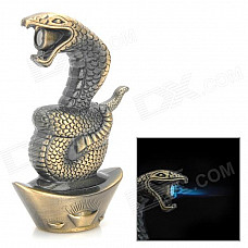 Snake Shaped Blue Flame Butane Gas Windproof Lighter - Bronze