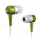 SE08 3.5mm Plug Aluminum Alloy Stereo In-Ear Earphone - Green + White (125cm-Cable)