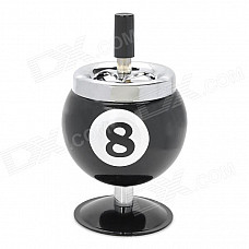 8 Billiards Ball Style Rotatable Metal Ashtray - Black + Silver