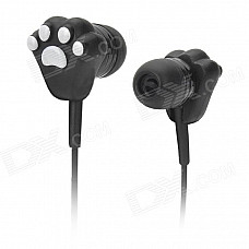 Cat Paw Pattern In-ear Earphone for MP3 / MP4 / Cellphone / Computer + More - Black + White (115cm)