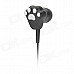 Cat Paw Pattern In-ear Earphone for MP3 / MP4 / Cellphone / Computer + More - Black + White (115cm)