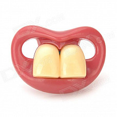 BY-2 Two Front Teeth Silicone Nipple Pacifier - Red + Beige