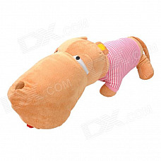 Cute Big Head Dog Toy Short Plush Throw Pillow - Tangerine + Pink + White (63cm)