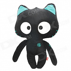 SY008 Car Decoration Cartoon Cat Toy Throw Pillow with Noctilucent Eyes - Black + White + Blue