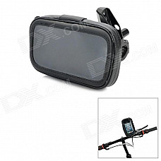 Universal Motorcycle Water Resistant Bag + Holder Set for 4.3"~5" GPS / Cell Phone - Black