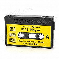 Tape Style USB Rechargeable MP3 Player w/ 3.5mm Audio Jack + Card Slot + Earphones - Black