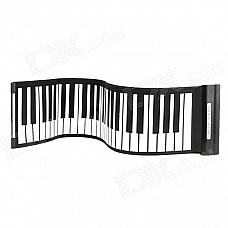 MD49 Portable USB MIDI Roll-up 49-Key Soft Silicone Keyboard Piano - Black + White