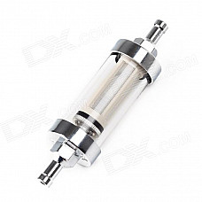 Universal 1/4" Car Motorcycle Fuel Gas Filter - White + Silver