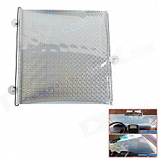 Automatic Telescopic Shutter Roller Car Window Curtain Sunshade - Silver + White (58 x 125cm)