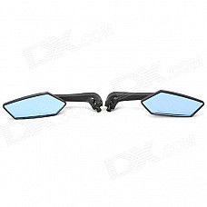 DIY Motorcycle Anti-Glare Blue Diamond Rearview Mirrors - Black (Pair)