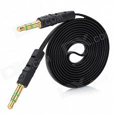 Flat 3.5mm Male to Male Stereo Aux Car Audio Cable for Iphone+ Ipod + More - Black (100cm)