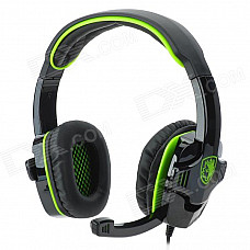 SADES SA708 Cool Stereo Gaming Headphone w/ Microphone - Green + Black (3.5mm Plug / 1.8m-Cable)