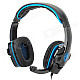 SADES SA708 Game Headphones w/ Microphone + Volume Control - Black + Blue (180cm-Cable)