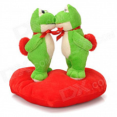 Sweat Kiss Frog Couple Doll Valentines Gift - Red + Green