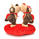 Sweat Kiss Monkey Couple Doll Valentines Gift - Red + Brown + Beige