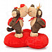 Sweat Kiss Monkey Couple Doll Valentines Gift - Red + Brown + Beige