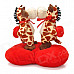 Sweat Kiss Giraffe Couple Doll Valentines Gift - Red + Brown + Beige