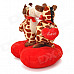 Sweat Kiss Giraffe Couple Doll Valentines Gift - Red + Brown + Beige