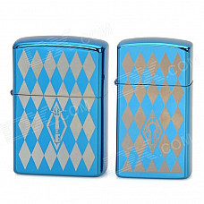 JINJIAN 4845 Square Pattern Kerosene Lighters for Couple - Blue