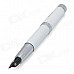 Pen Style Butane Jet Lighter w/ Flashlight - White + Silver