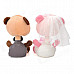 1052 Lovely Car Decoration Couple Doll Bears - Pink + Brown