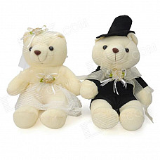 Wedding Bears Shaped Plush Toy - Beige + Black (Pair)