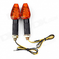 1W 112lm 14-LED Yellow Light Motorcycle Turn Signals - Black + Orange (12V / 2PCS)