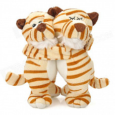 Cute Hugging Tiger Shaped Plush Toy for Lovers - Light Yellow + Brown (Pair)