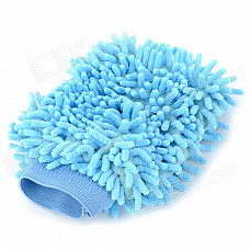 Double-Side Fiber Car Cleaning Glove - Light Blue