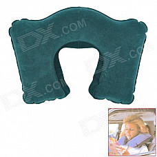 U-Style Air Inflatable Car Neck Pillow Cushion - Blue Green