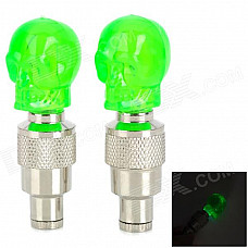 G33 Replacement Skull Style Car Tire Valve Cap - Green (3 x AG10)