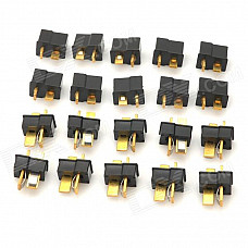 Male T Plug Connectors for R/C Helicopter - Black + Golden (20 PCS)