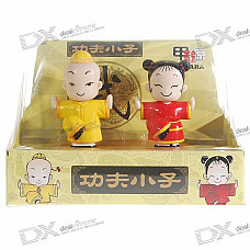 Solar Powered Head Shaking Cute Kung Fu Couple Desktop Toy