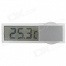 Car LCD Glass Digital Thermometer w/ Suction Cup - Transparent + Silver (1 x AG10)