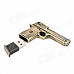 Gun Shape USB 2.0 Steel + Cooper Plated Flash Driver - Bronze (4GB)