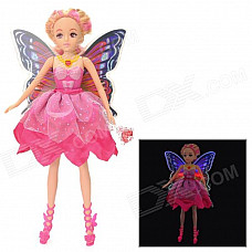 H28C Fairy Butterfly Doll Toy w/ RGB Light 6-LED - Deep Pink (3 x L1154)