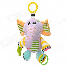 Cute Elephant Sound Bell Polyester Fiber Hanging Doll Toy for Babies - Light Purple + Green + Yellow