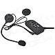Water Resistant Multi-Interphone 6 Riders Motorcycle Helmet Wireless Bluetooth Earphone - Black