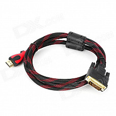 24K Gold Plated HDMI Male to DVI 24+1 Male Converter Cable - Red + Black (150cm)